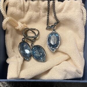 Givenchy Blue Crystal Earrings and Necklace Set